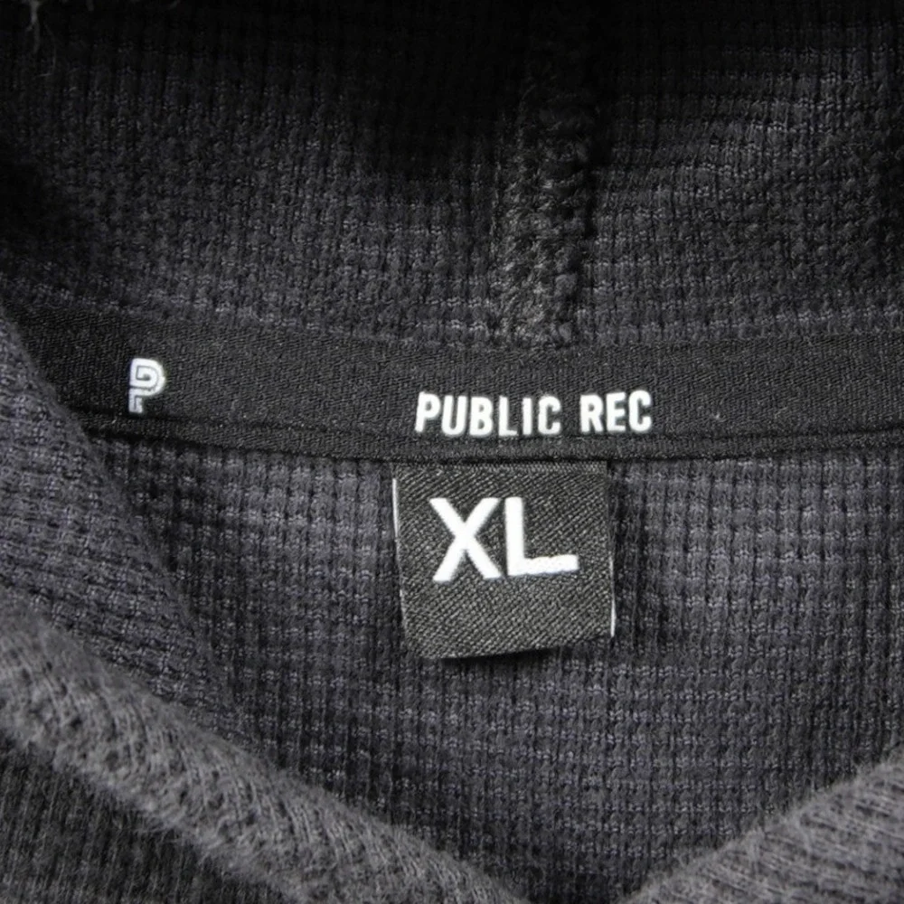 Public Rec Waffle Knit Raglan XL Men Hoodie Thermal Black Gym Essential Pullover